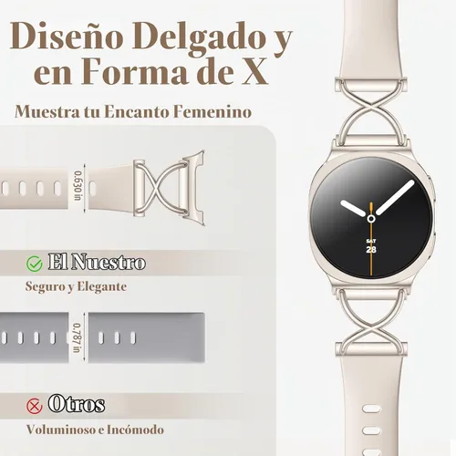 Vista 2 de Getino Correa delgada para Samsung Galaxy Watch 9, Watch 8 y 8 Classic para 1-Starlight