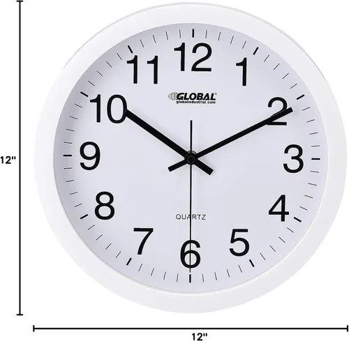 Vista 5 de Global Industrial Reloj de pared de 12", plástico, blanco