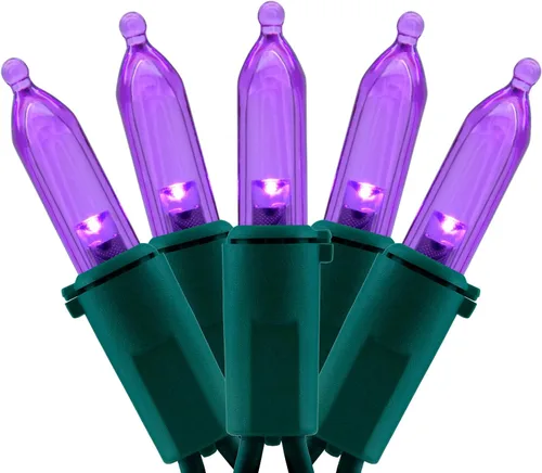 Vista 12 de YULETIME Juego de 200 luces LED de Navidad color rosa, cable verde de 66 pies, certificado UL, grado comercial, juego de luces navideñas (rosa)