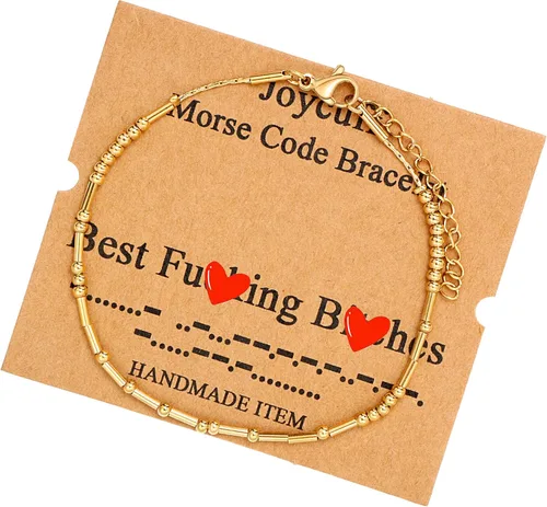Vista 50 de JoycuFF Pulseras inspiradoras de código morse para mujeres, cuentas de plata, joyería con mantra de motivación, regalos para ella
