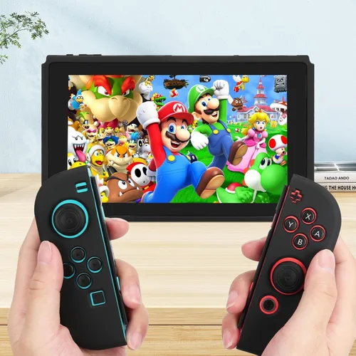 Vista 7 de FYY Dockable Case Compatible for Nintendo Switch - Black Slim Matte Protective Cover Case for Nintendo Switch and Joy-Con, Soft TPU Customized