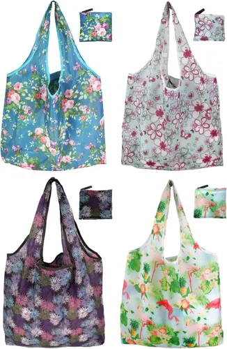 Vista 10 de Bolsas de compras reutilizables para comestibles, paquete de 4 de 50 libras bolsas plegables grandes y lavables para mercado, compactas para un
