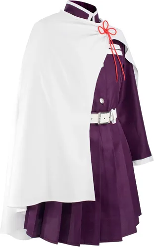 Vista 6 de C-ZOFEK Vestido morado para mujer, disfraz de anime con cuerda blanca y cinturón