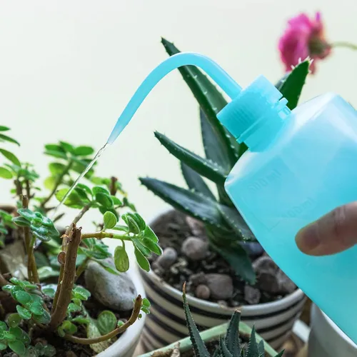 Vista 4 de Botellas exprimibles para suculentas, 16.9 fl oz, botella de riego de chorro de agua azul, lata de aspersión para apretar, botella de plástico