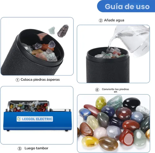 Vista 4 de Leegol Electric Rock Tumbler de Doble Tambor 6 Libras Pulidor Lapidario