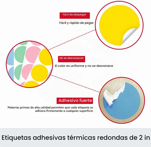 Vista 4 de Misofuki 2 pulgadas, 750 etiquetas adhesivas térmicas directas circulares azules compatibles con cebra, rollo, MUNBYN, etiquetas térmicas directas