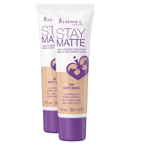 Vista 4 de 3 x Rimmel London Stay Matte - Base líquida mousse mate 30ml - 201 Beige clásico