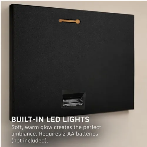 Vista 7 de Arte de pared LED de vino con luces, copas de vino tinto, velas y uvas, decoración de pared en lienzo iluminado, funciona con pilas, para colgar