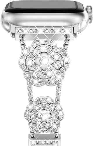 Vista 11 de NewWays for Apple Watch Band Series 11 10 46mm 42mm Series 9/8/7 41mm 45mm Series 6/5/4 40mm 44mm Series 3 42mm 38mm Women, Sparkling Bling Diamonds