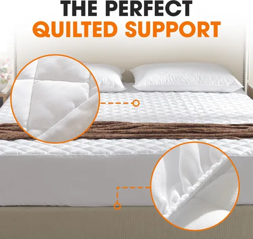 Vista 4 de Cheer Collection Protector de colchón – Funda de colchón acolchada con bolsillos profundos para un sueño cómodo – Protector de colchón premium