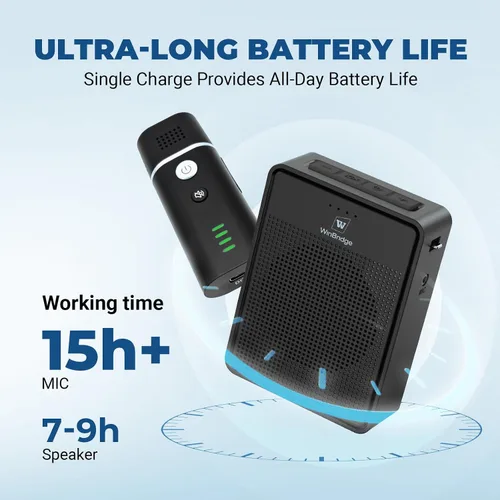 Vista 4 de Amplificador de voz inalámbrico con micrófono de solapa Bluetooth, micrófono portátil profesional con reducción de ruido con altavoz, mini megáfono