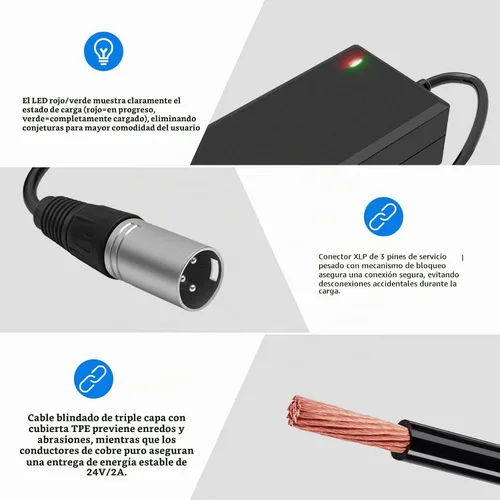 Vista 7 de Sustituto del cargador del conector XLR de 3 pines de 24V 2A