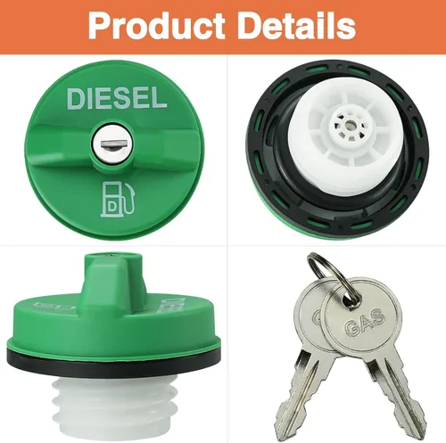 Vista 2 de Tapa de combustible diésel con bloqueo 10591D para Che-vy C2500 C3500 Do-dge D250 D350 F-ord F250 F350 G-MC C3500 K3500 Reemplazo de tapa de gas