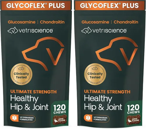 Vista 16 de VetriScience Suplemento Ultimate Strength para cadera y articulaciones para perros, GlycoFlex Plus – MSM, condroitina y mejillón de labios verdes