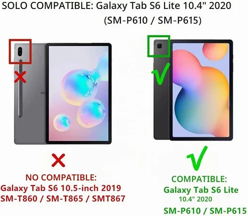 Vista 2 de Funda de teclado para Galaxy Tab S6 Lite de 10.4 pulgadas Funda de teclado con teclas redondas lindas de colores Teclado inalámbrico desmontable BT