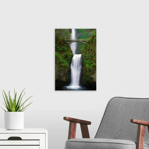 Vista 3 de Lienzo decorativo para pared, diseño de cascada de Multnomah Falls, Oregon, EE. UU