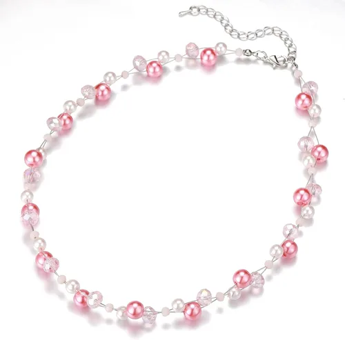 Vista 2 de Collar corto de turquesa con cuentas para mujer, joyería de moda con perlas y cuentas de cristal, regalos de cumpleaños para mujer