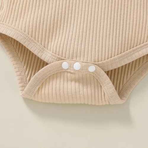 Vista 5 de YOUNGER TREE Conjunto de ropa de verano para bebé y niña, con correa de girasol, sin mangas, mameluco, falda con tirantes, 3 piezas