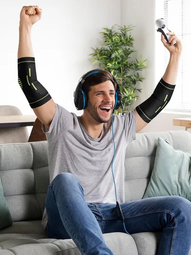 Vista 7 de Manga para Codo de Tenista, Manga de Compresión para Codo, Codera para Tendinitis y Codo de Tenista, Golfistas, Artritis, Bursitis. Alivio del Dolor