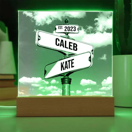 Vista 6 de Placa acrílica personalizada, letrero de calle vintage para parejas, letrero de calle Crossroads el mejor regalo para parejas, nombre personalizado