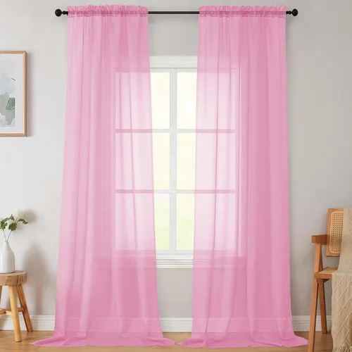 Vista 152 de 2 paneles de cortinas traslúcidas blancas para dormitorio, sala de estar, 96 pulgadas de largo, modernas, suaves, ligeras, con bolsillo para barra