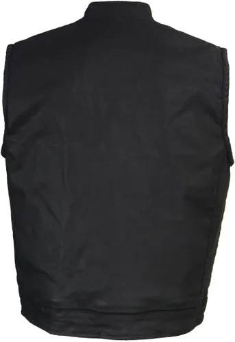 Vista 6 de Milwaukee Leather MDM3025 - Chaleco de motociclista con revestimiento encerado negro para hombre, estilo club, con cuello de camisa y cuello
