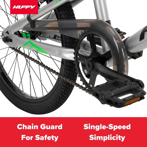 Vista 2 de Huffy 20 Inch BMX Bike for Kids, Race & Freestyle Styles, Lightweight Steel Frame, Single Speed Drivetrain, 20” Wheels, Beginner BMX Bike for Street