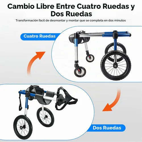 Vista 2 de Kit de ruedas delanteras para silla de ruedas para perros para actualizar la silla de ruedas de patas traseras a silla de cuatro ruedas (M)