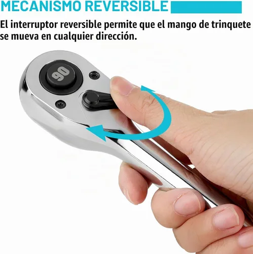 Vista 5 de DURATECH Trinquete de accionamiento de mango extra largo de 1/2 pulgada, llave de trinquete de 90 dientes