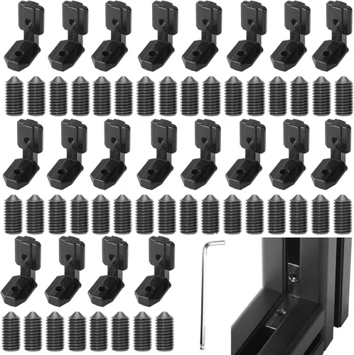 Vista 8 de Juego de 4 soportes de esquina 3030 con placas de unión en forma de L de 5 agujeros para accesorios de extrusión de aluminio 3030, negro (L)