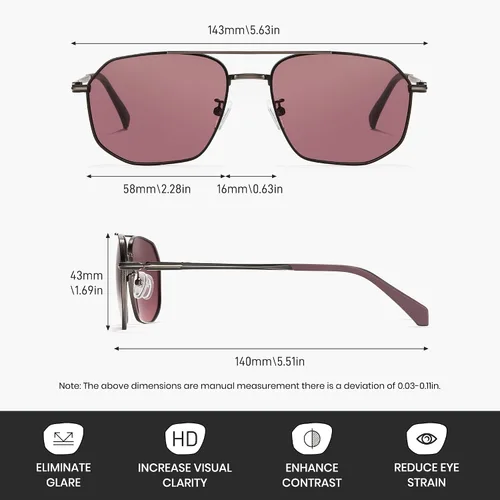 Vista 4 de Cyxus Lentes de sol polarizados para hombre, lentes de sol de aviador para hombres y mujeres, protegen los rayos UV para conducir, golf, viajar