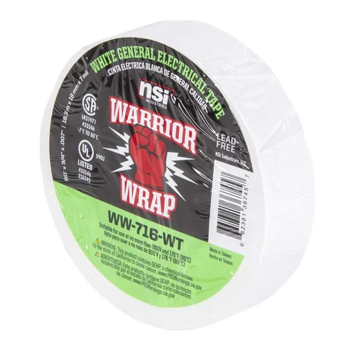Vista 7 de NSI WW-716-WT WarriorWrap General Cinta eléctrica de vinilo de 7 mil, 3/4" de ancho, 60' de largo, blanco