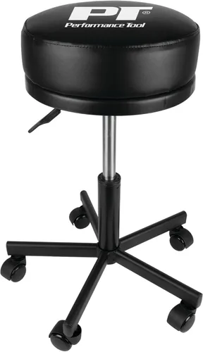Vista 15 de Performance Tool W85011 Taburete de bar giratorio neumático con respaldo, giro de 360 grados, estructura de acero resistente, negro