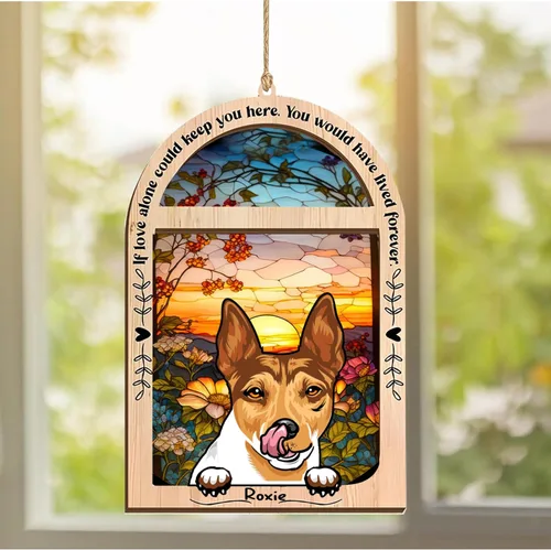 Vista 77 de LOVELYPOD Adorno de Navidad personalizado de sabueso afgano, atrapasoles con nombre, regalos de pérdida de mascotas, regalos para amantes