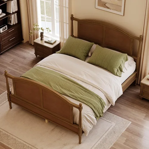 Vista 20 de Harper & Bright Designs Marco de cama doble con cama nido, plataforma para niños, cama doble con cama nido extraíble, madera maciza, no necesita