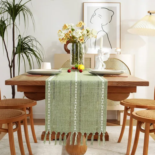 Vista 14 de Chassic - Caminos de mesa estilo granja, rústicos boho de 72 pulgadas de largo para comedor, decoración de mesa para fiestas, vacaciones y bodas, 14