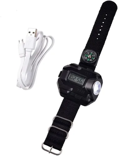 Vista 2 de Brújula de la antorcha LED táctico LED recargable al aire libre deporte reloj de pulsera