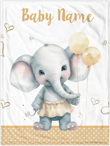 Vista 15 de Manta de bebé personalizada de elefante, manta de bebé floral con nombre para niñas, mantas de recepción de felpa suave para bebés recién nacidos