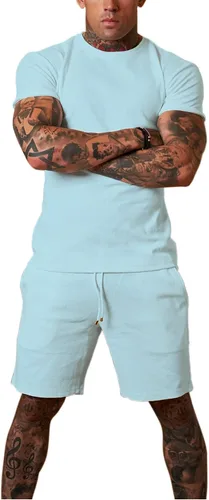 Vista 4 de Redqenting Pantalones cortos deportivos casuales para hombre de 8 pulgadas con bolsillos, pantalones cortos deportivos con cordón, pantalones cortos