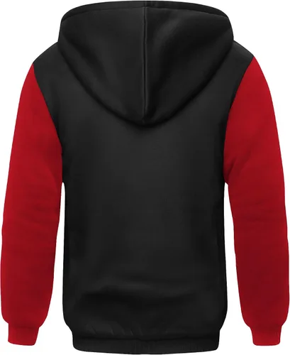 Vista 3 de SCODI Sudaderas con capucha para hombre, forro polar pesado, cremallera completa, forro de sherpa grueso, chaqueta con capucha