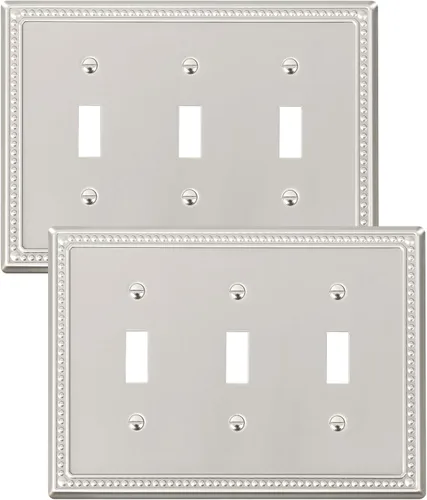 Vista 55 de Paquete de 2 cubiertas de placa de interruptor de luz de doble palanca, cubiertas decorativas de placa de doble interruptor Pearls, placa de pared