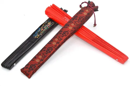 Vista 5 de Chino Kung Fu Tai Chi Fan Arts Dance/Practice Performance Bamboo Plegable Fan Peony Flower Pattern (azul)