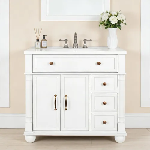 Vista 23 de Henf 28 Inch Bathroom Vanity with Ceramic Integrated Sink, Blue Bathroom Storage Cabinet with 2 Soft Close Doors,1 Tilt-Out Drawer,Reinforced Corner