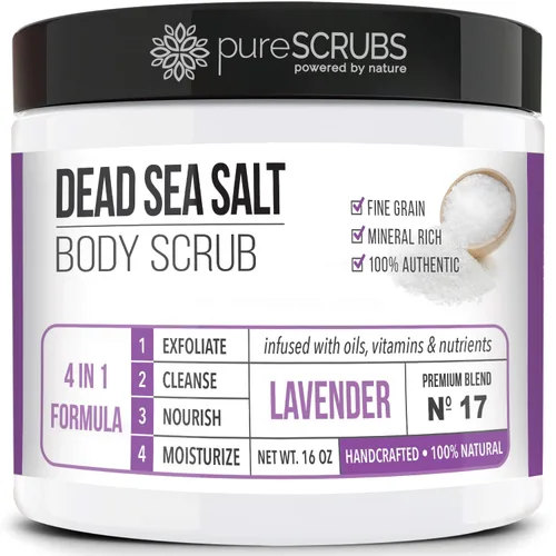 Vista 3 de Exfoliante de sal del mar muerto de coco + exfoliante corporal de lavanda
