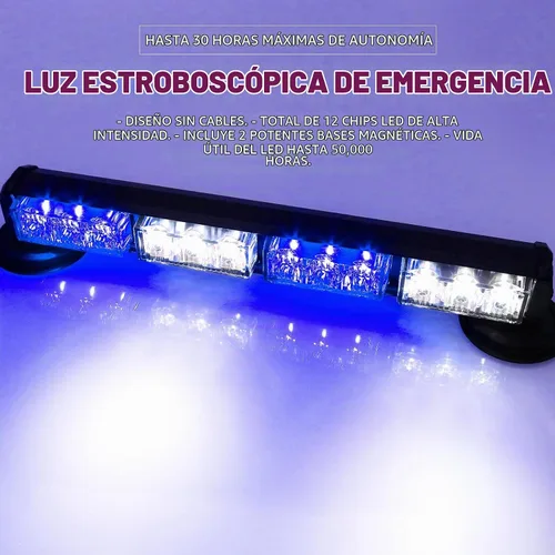 Vista 2 de Barra de luces estroboscópicas de emergencia alimentada por batería #07 B/W/B/W