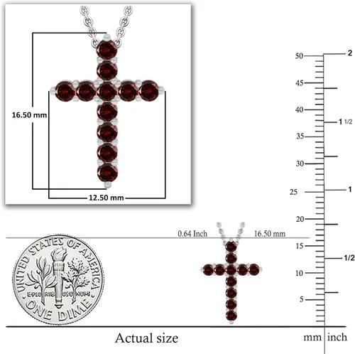 Vista 3 de Dazzlingrock Collection Round Gemstone or Diamond Cross Pendant with 18 inch Chain for Her in Gold