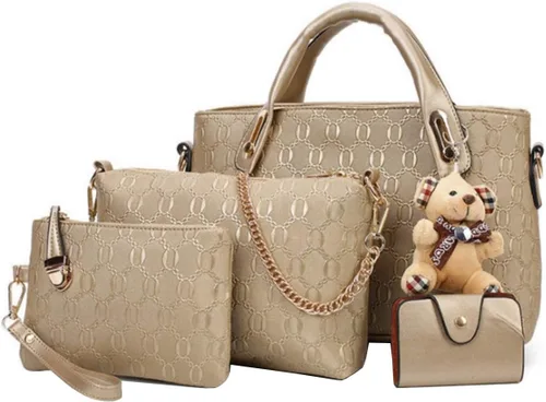 Vista 23 de FiveloveTwo. Bolso de mano para mujer, 4 piezas, con asa superior, bolsa de hombro, soporte para tarjetas