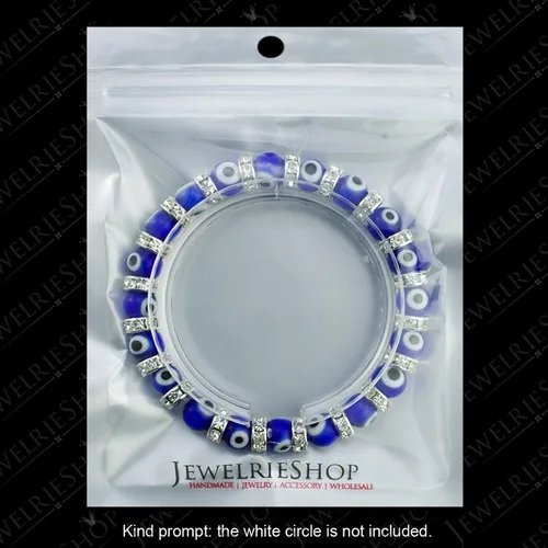 Vista 5 de Pulsera con cuentas de mal de ojo turco, con abalorio de vidrio veneciano con espaciadores rondelle