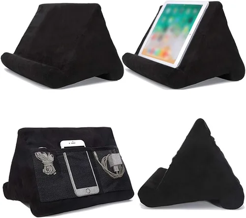 Vista 5 de Soporte de almohada suave para tableta con bolsillos de almacenamiento de malla, multiángulo, soporte de almohada suave para tabletas, lectores