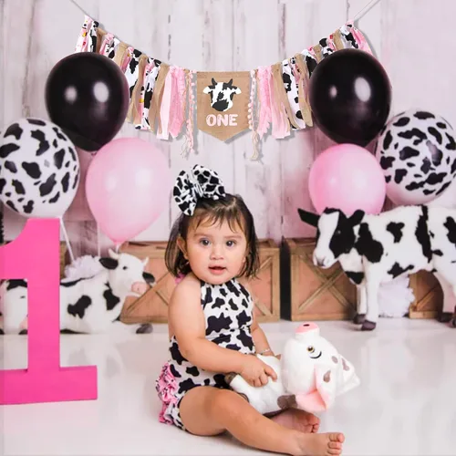 Vista 3 de Banner para silla alta de Cowgirl One – Decoración de cumpleaños de fiesta de vaquera, pancarta para silla de bebé, fondo de fotos de pastel